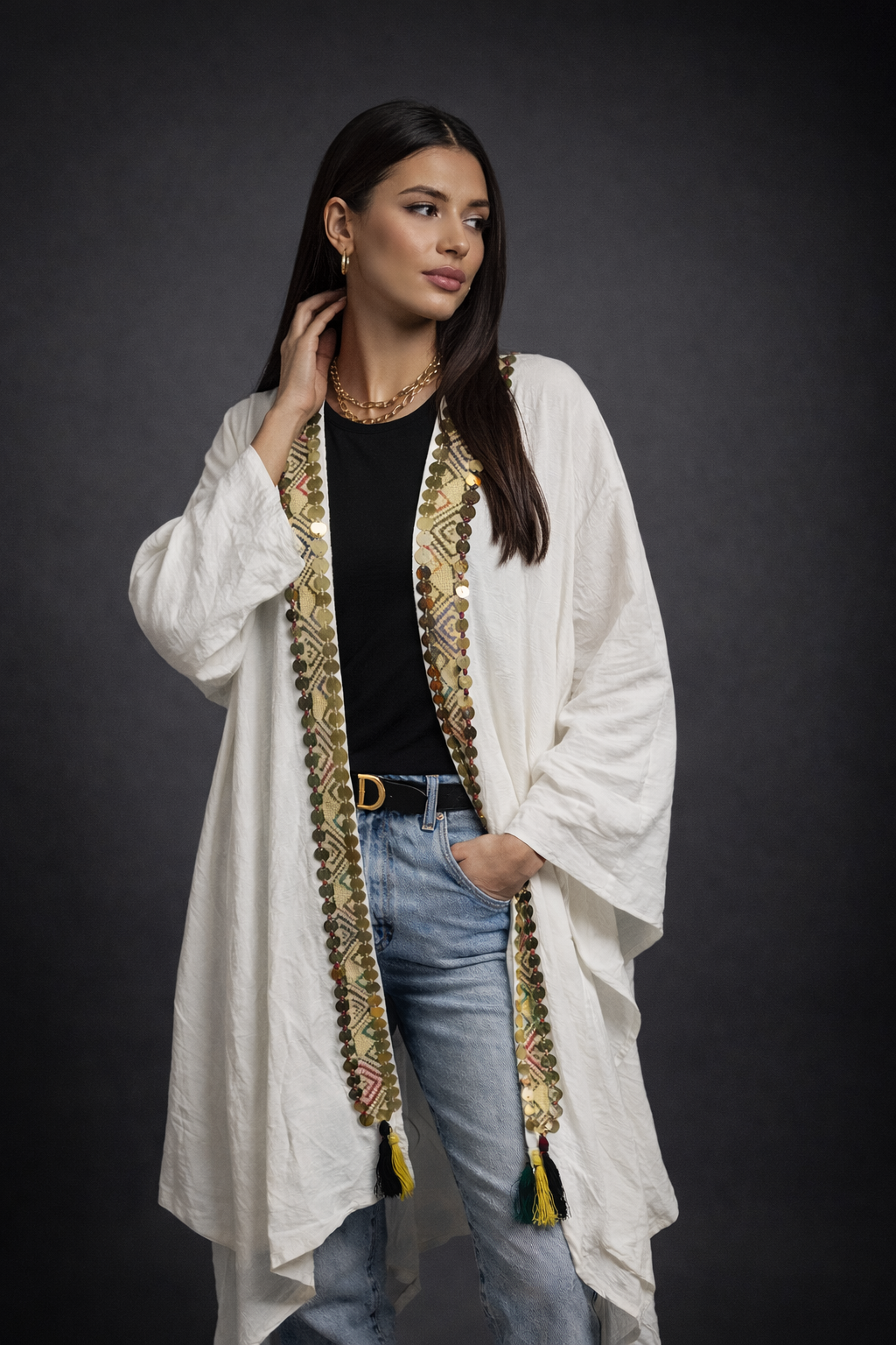 Cardigan White Linen