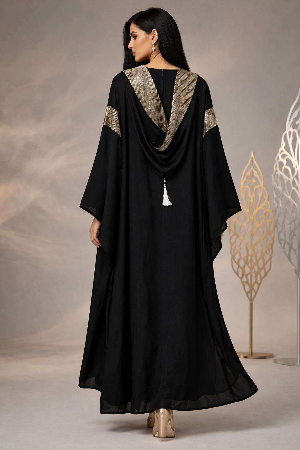 Crepe Kimono Black Flowers