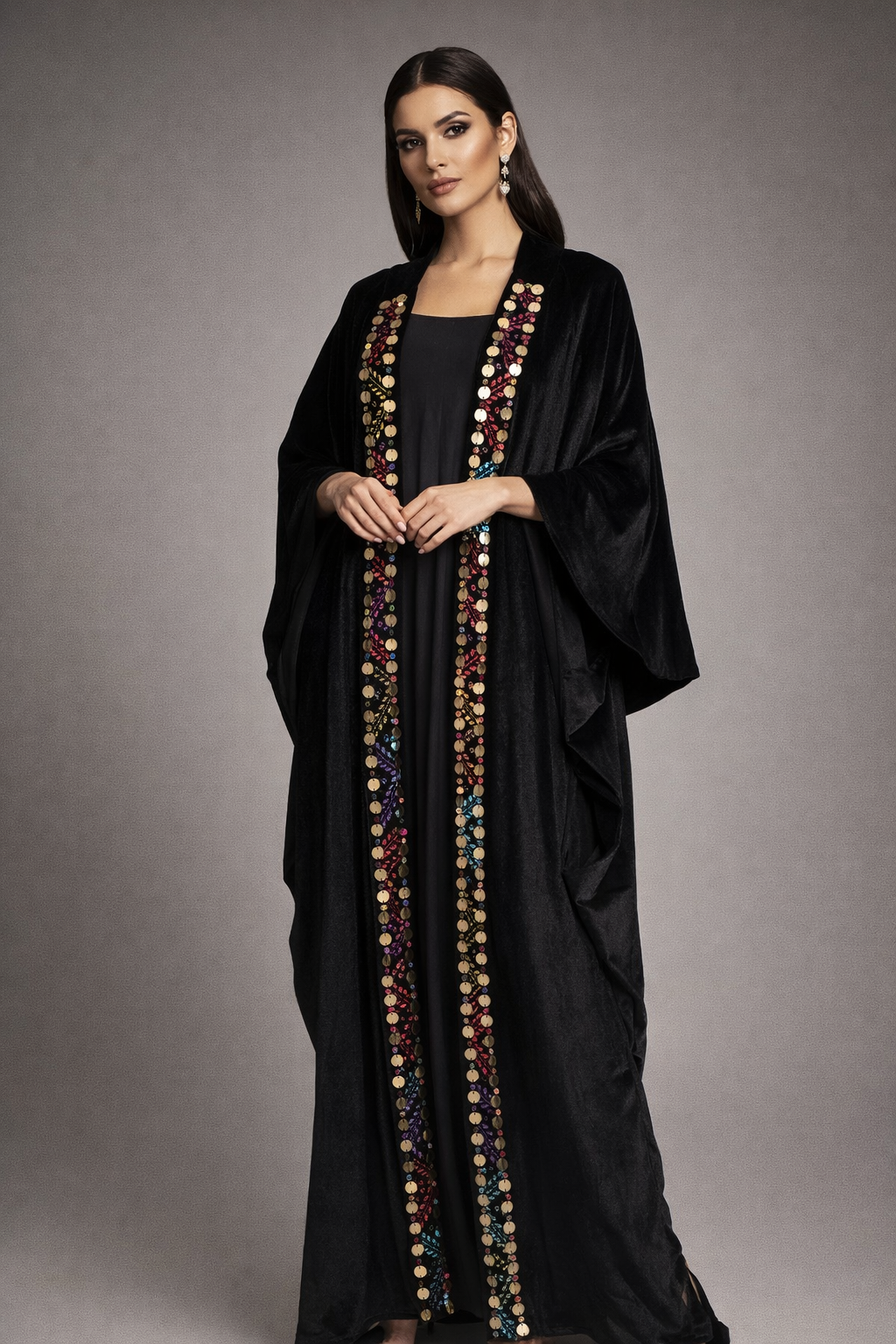 Crepe Kimono Black Gold