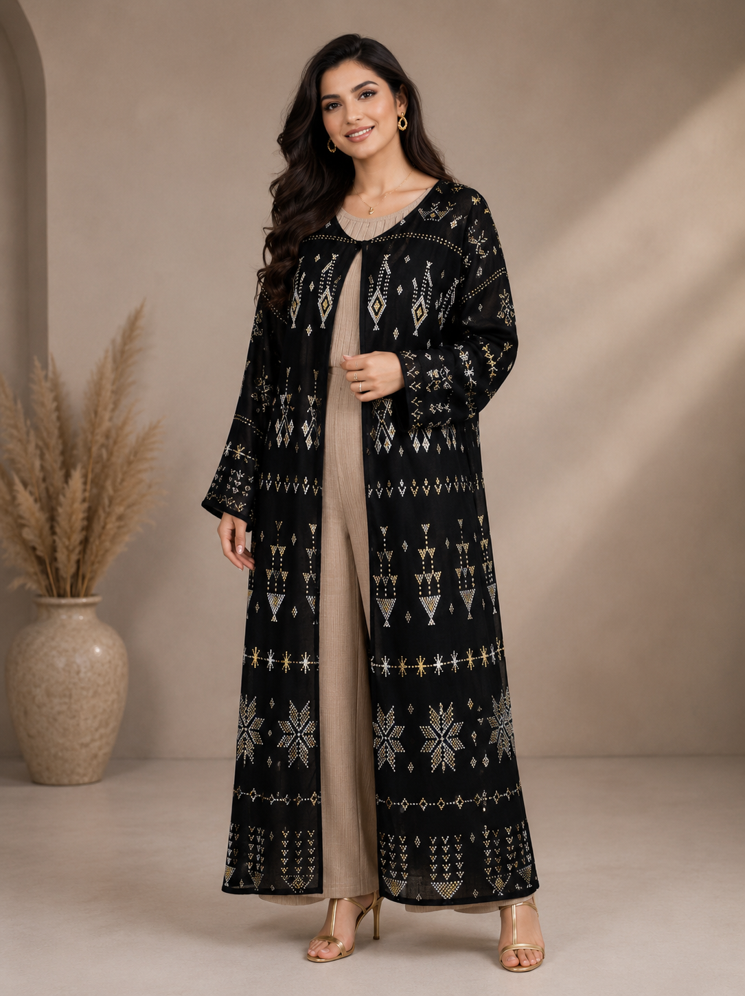 Tally Kimono Black Gold