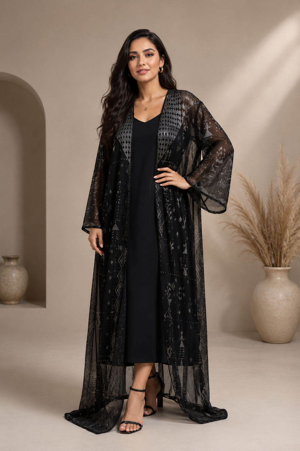 Tally Kimono Black Silver
