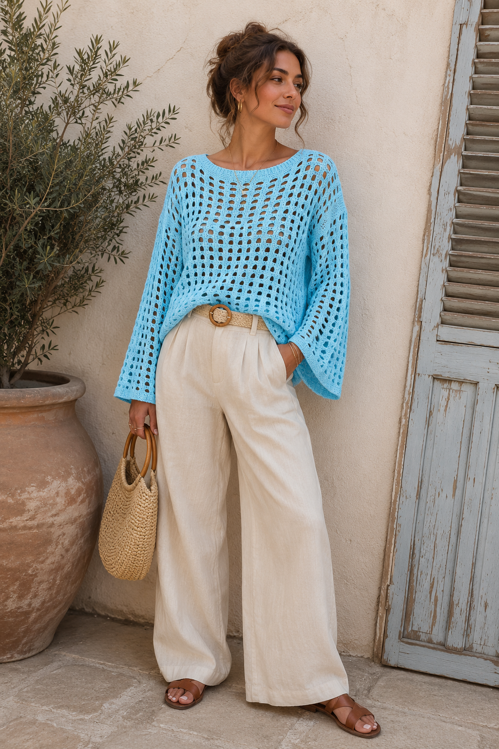 Knit Blouse Blue