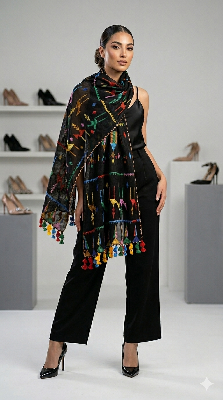 Black Tull Tally Scarf