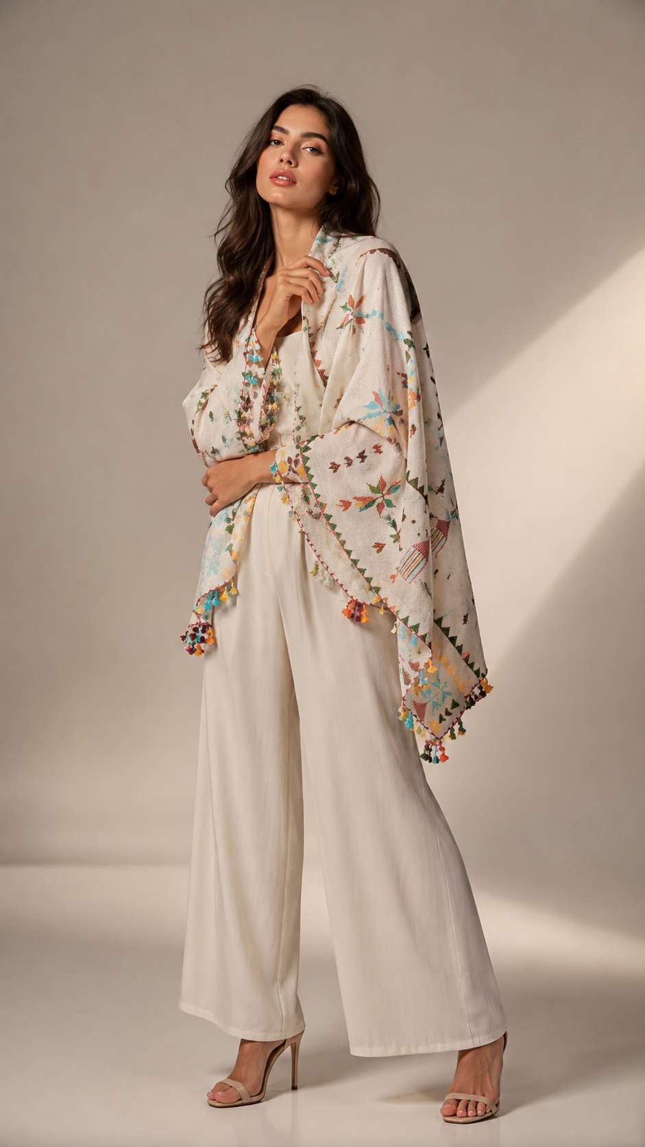 Cream Tull Tally Scarf